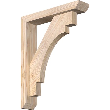 Ekena Millwork Merced Slat Smooth Bracket w/ Offset Brace, Douglas Fir, 3 1/2"W x 16"D x 20"H BKT0402X16X20MRC06SDF